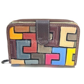 PLEIONE: portafoglio da donna in vera pelle design multicolore , colore : MULTICOLOR / RANROM, Made in Italy