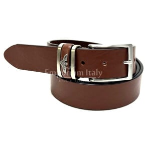 PORTLAND MEDIUM: cintura uomo / donna in cuoio, altezza 3 cm, colore: NERO, Made in Italy (Cintura
