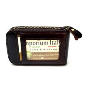 Porta tessere - carte di credito uomo / donna in vera pelle tradizionale SANTINI, mod SLOVENIA, colore MARRONE, Made in Italy