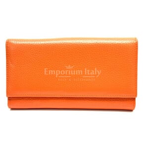 Portafoglio donna in vera pelle ORCHIDEA, colore ARANCIONE, SANTINI, Made in Italy