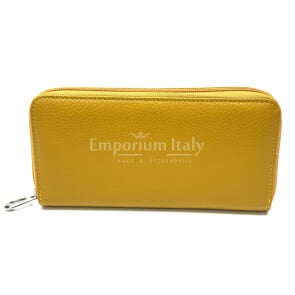 Portafoglio donna in vera pelle tradizionale SANTINI mod BIANCOSPINO colore GIALLO, Made in Italy