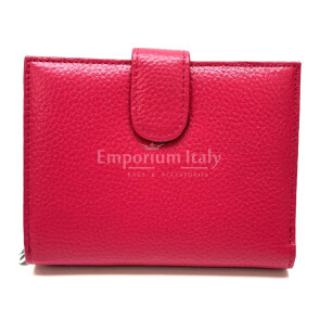 Portafoglio donna in vera pelle tradizionale SANTINI mod CASSIA colore FUCSIA Made in Italy.