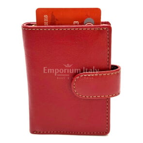 Portafoglio in vera pelle e porta carte di credito in alluminio, da uomo ARMO con BLOCCO RFID, colore ROSSO, CHIAROSCURO.