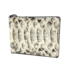 Portatessere con ferma soldi unisex in vera pelle di pitone SEYCHELLES, CERTIFICATO CITES, colore BEIGE, SANTINI