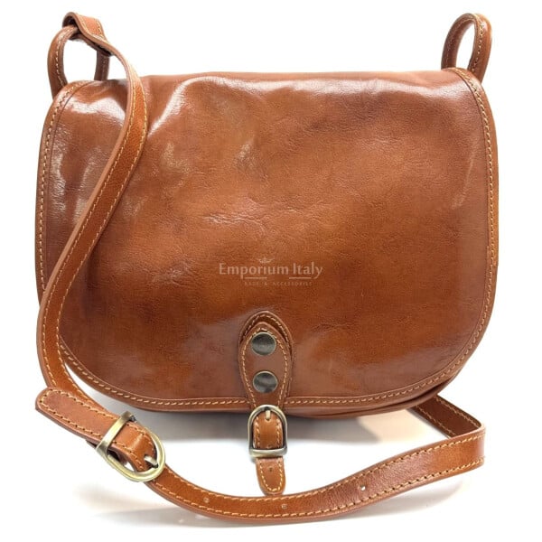 Borsa donna in vera pelle CHIAROSCURO mod. TERESA colore MIELE Made in Italy
