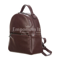 Monte NEVIS : ladies backpack, soft leather, color : PLUM, Made in Italy