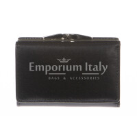 Ladies wallet in genuine traditional leather SANTINI mod CLIVIA color BLACK, Made in Italy.