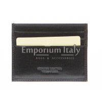 Mens / Ladies cardholder in genuine traditional leather SANTINI mod BELGIO, color BLACK, Made in Italy.