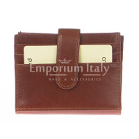 Porta tessere - carte di credito uomo / donna in vera pelle tradizionale SANTINI, mod LIBERIA, colore MARRONE, Made in Italy.