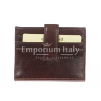 Mens / Ladies cardholder in genuine traditional leather SANTINI mod LIBERIA, color DARK BROWN, Made in Italy.