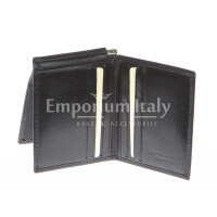 Mens wallet in genuine traditional leather SANTINI, mod CAPO VERDE, color BLACK, Made in Italy.