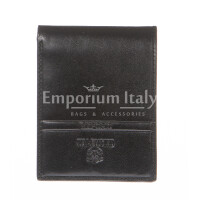 Mens wallet in genuine traditional leather EMPORIO VALENTINI, mod RUSSIA, color BLACK, Made in Italy.