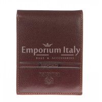 Mens wallet in genuine traditional leather EMPORIO VALENTINI, mod RUSSIA, color BROWN, Made in Italy.