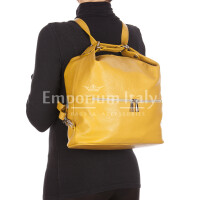 MONTE SIERRA : ladies backpack, soft leather, color : MUSTARD COLOR, Made in Italy