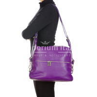 MONTE SIERRA : ladies backpack, soft leather, color : VIOLET, Made in Italy