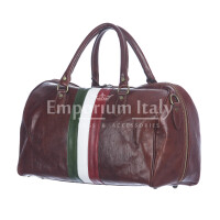 Genuine leather travel bag COMO MAXI, Italian Tricolour, DARK BROWN, CHIAROSCURO, MADE in Italy