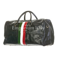COMO MAXI : дорожная сумка из кожи, триколор, цвет : ЧЁРНЫЙ, производство Италия