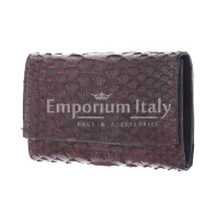 Portafoglio da donna in vera pelle di pitone GERBERA, certificata CITES, colore TESTA MORO, SANTINI, Made in Italy