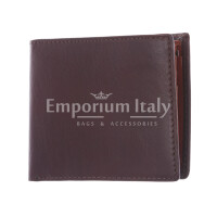 LAOS: portafoglio uomo in cuoio, colore: TESTA MORO / MIELE, Made in Italy