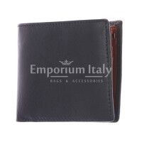 LAOS: мужской кожаный кошелек, цвет: ЧЕРНЫЙ / МЕДОВЫЙ, сделано в Италии
