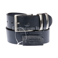 TREVISO: men's leather belt, color: DARK BLUE, Made in Italy