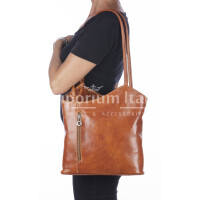 Buffered genuine leather backpack for woman MONTE ARGENTERA, HONEY, CHIAROSCURO, MADE IN ITALY