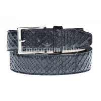 Python belt CANCÙN, CITES, color BLACK, CHIAROSCURO, Made in Italy