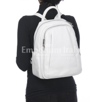 Genuine leather backpack for woman MONTE VELINO, WHITE, CHIAROSCURO, MADE IN ITALY