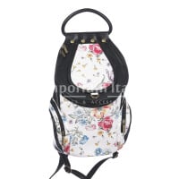 Borsa zaino donna in vera pelle MONTE HALLA MAXI colore BIANCO/NERO/FANTASIA FLOREALE, CHIAROSCURO, Made in Italy