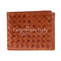 Genuine braided leather wallet for man GIORDANIA, HONEY colour, CHIAROSCURO