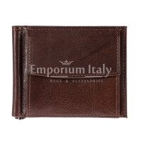 Genuine leather card holder with money clip for man MELBOURNE, DARK BROWN colour, CHIAROSCURO