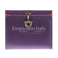 Genuine leather wallet for woman MIMOSA, PURPLE colour, SANTINI, MADE IN ITALY