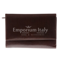 Genuine leather wallet for woman ACACIA, DARK BROWN colour, SANTINI, MADE IN ITALY