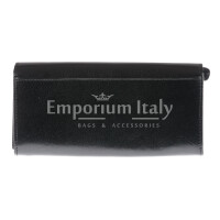 Portafoglio in vera pelle da donna POPPY, colore NERO, SANTINI, Made in Italy