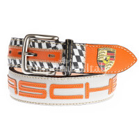 Genuine leather vintage belt for man STOCCARDA, color MULTICOLOR, with hand-sewn Porsche 911, SANTINI, MADE IN ITALY