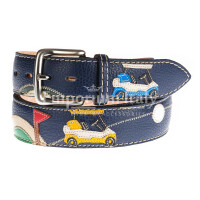 GOLF BELT: men's leather vintage belt, colour: BLUE / MULTICOLOR, Made in Italy