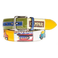 IMOLA: men's vintage leather belt, motorcycles design, VESPA  colour: MULTICOLOR, Made in Italy
