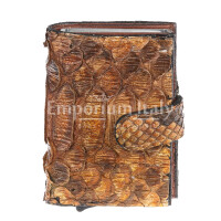 SAVONA men's wallet in genuine python leather and aluminum credit card holder, with RFID BLOCK, color BROWN, CHIAROSCURO..