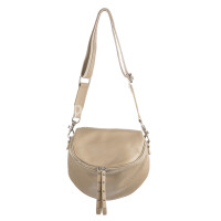 Crossbody bag for woman in genuine leather, EMILY, color beige, CHIAROSCURO, Made in Italy