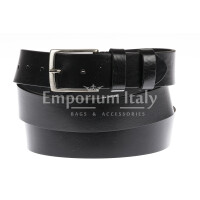 LUGANO EXTRA LONG: men's leather belt, color: BLACK, Made in Italy