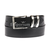 TREVISO EXTRA LONG: men's leather belt, color: BLACK, Made in Italy