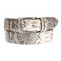 Python belt CANCÙN, CITES, color GREY, CHIAROSCURO, Made in Italy
