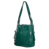 Soft buffered genuine leather backpack for woman MONTE CATRIA, color green, CHIAROSCURO, MADE IN ITALY