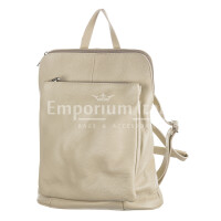 MONVISO: ladies bag / backpack, soft leather, color : BEIGE, Made in Italy
