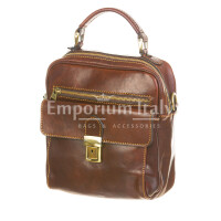  Genuine leather handbag/crossbody bag for man RAOUL, DARK BROWN colour, CHIAROSCURO, MADE IN ITALY