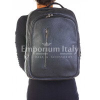 Monte KILIMANGIARO : zaino uomo / donna in pelle martellata, colore: NERO, EMPORIUM ITALY, Made in Italy