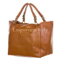 Shoulder bag for woman ELODY, soft real leather, HONEY, CHIAROSCURO, Made in Italy                                                                                                                                                                        