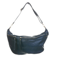Pouch bag for woman in genuine leather, MOIRA BIG, color blue, CHIAROSCURO, Made in Italy