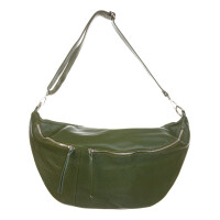 Pouch bag for woman in genuine leather, MOIRA BIG, color green, CHIAROSCURO, Made in Italy