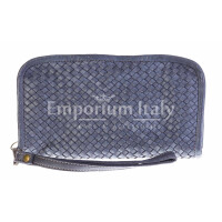 Genuine leather clutch for man LIAM, BLUE / GREY colour, CHIARO SCURO, MADE IN ITALY